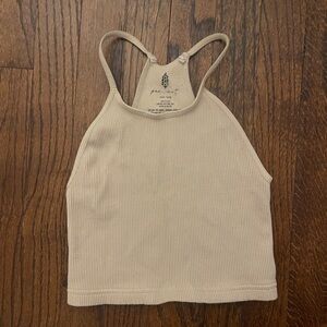 Beige Ribbed Halter Top